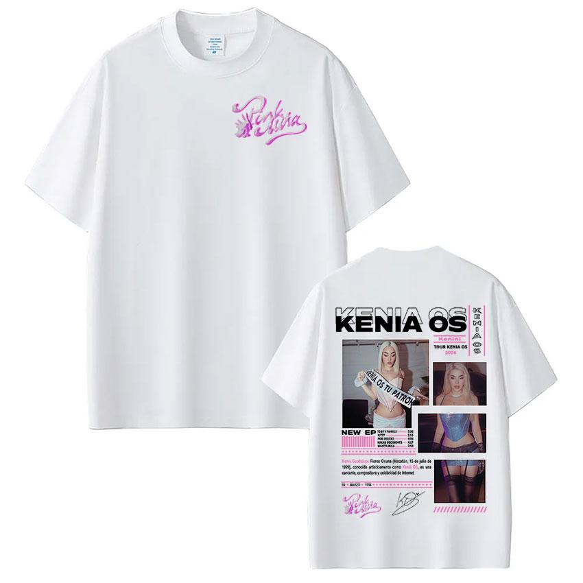 Singer Kenia Os Pink Aura Tour Album Merch Graphic T Shirt Unisex Women Retro Aesthetic TShirts Casual Oversized Short Sleeve Tees