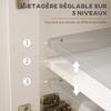 Credenza da cucina con 2 cassetti, 3 ante e ripiano regolabile, per cucina, sala da pranzo, soggiorno, 117 x 35 x 80 cm, bianco