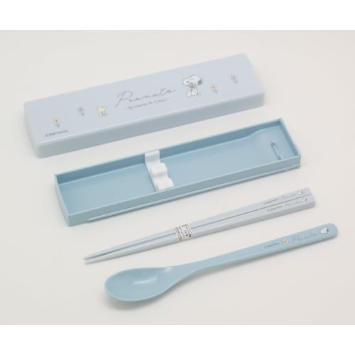 OSK Set Tacâmuri Peanuts Everyday Snoopy, Lingură și Bețișoare Combinate cu Capac Silențios de Tragere, Fabricat în Japonia, Sigur pentru Mașina de Spălat Vase, Antibacterian, Elegant și C