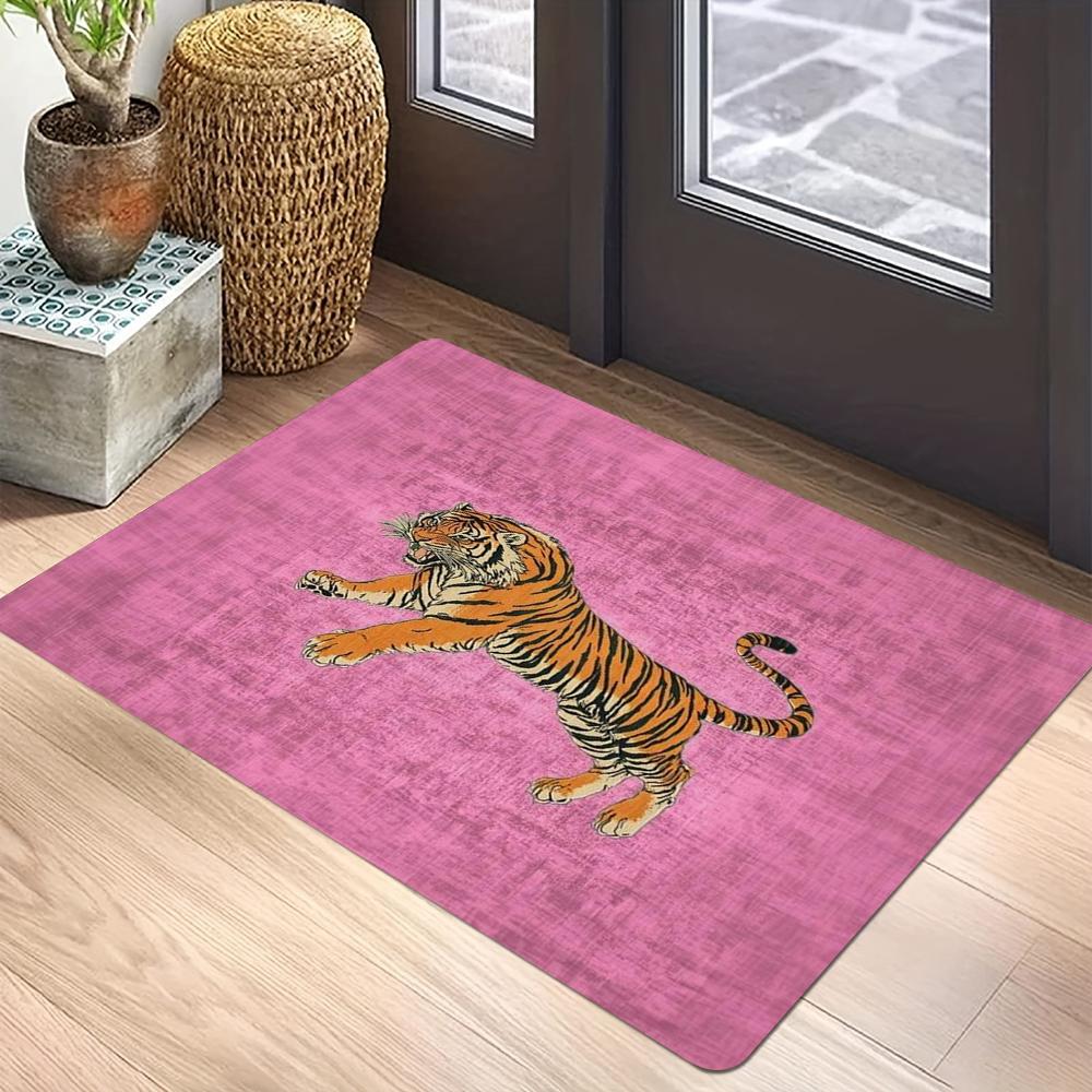 

Retro Tiger Printed Kitchen Carpet Living Room Dining Room Laundry Floor Mat Bath Balcony Hallway Non-slip Door Mat 40x60CM