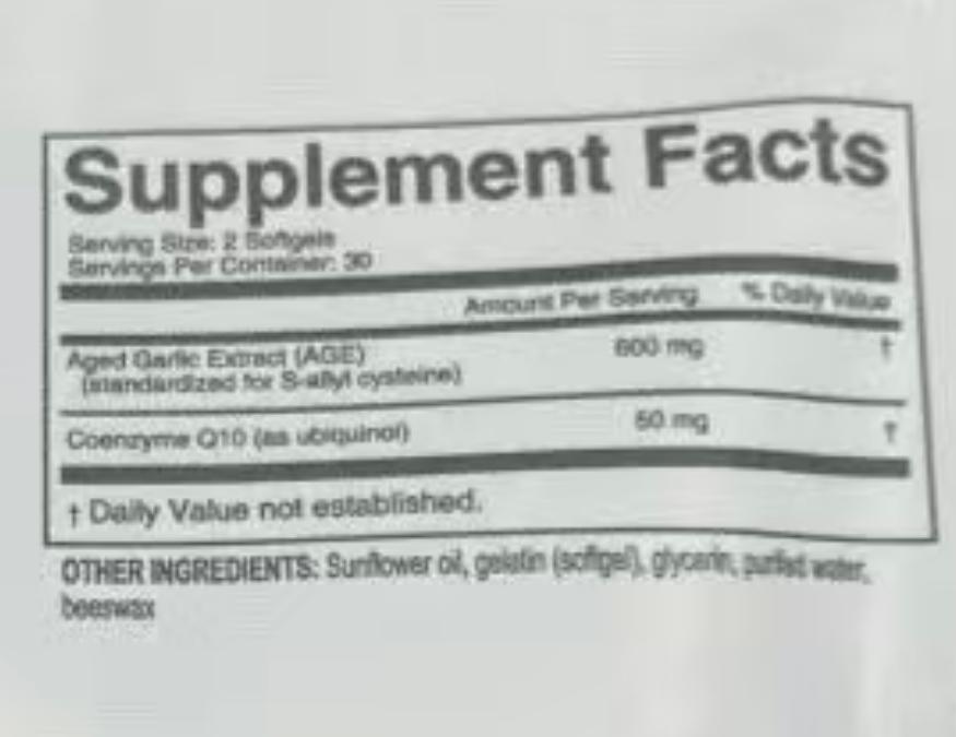Aged Odorless Garlic 600mg + CoQ10 Ubiquinol 50mg Softgels, 60 Count — Heart & Circulation Support