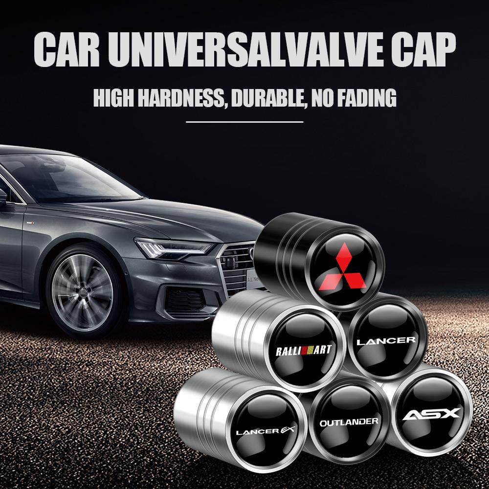 4Pcs Car Styling Metal Tire Valve Stem Caps Rim Accessories For Mitsubishi l200 Colt Evolution Mirage Cross Grandis Galant Evo