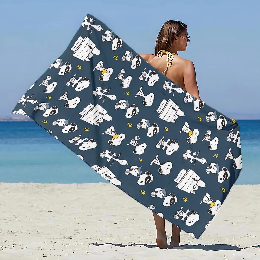 Cartoon Dog Snoopies Beach Towel Microfiber Sand Free Quick Dry Sandproof Pool Towels Gift for Women Travel Gym Shower Camping