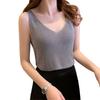 Mujer Sexy Color Sólido Brillante Camisetas sin Mangas Tejido Punto Cuello en V Verano Ajustado Chaleco