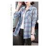 Women's Casual Green Pink Plaid Long Sleeve Button Down Shirt