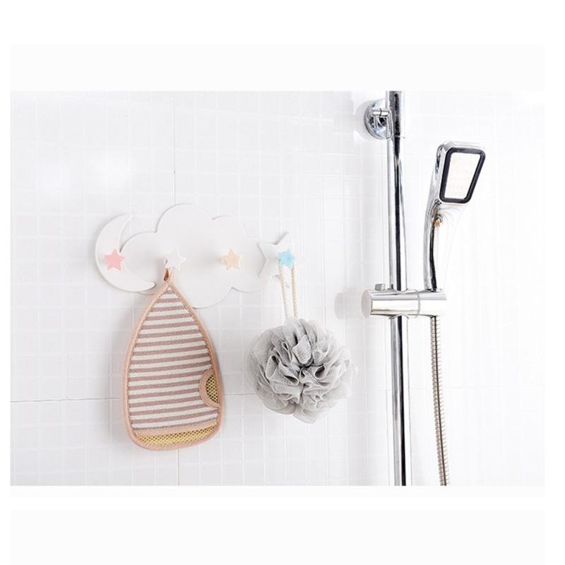 Heiß! Cartoon Wolkenform Selbstklebende 4 Haken Aufhänger für Badezimmerwand Tür zum Aufhängen