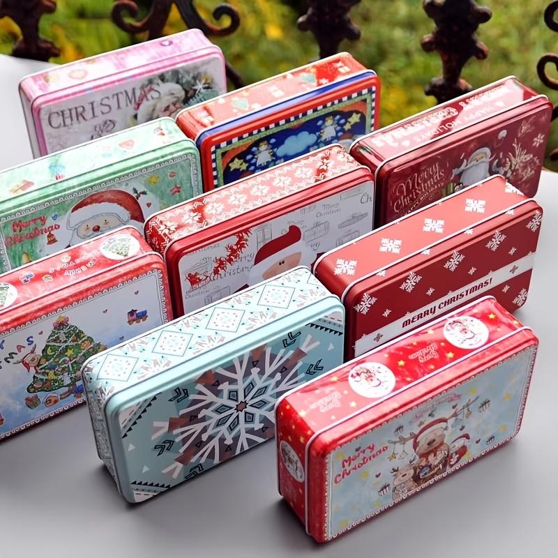 Cartoon Christmas Candy Storage Box Tin Box Container with Lid Flip Top Tin Candy Jewelry Gift Tin Cans Storage Organizer Decor