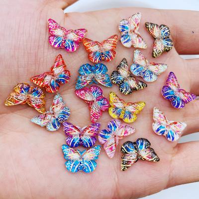 40 Pcs Resin Cute Cartoon Mini Colorful Beautiful Butterfly Flat Back Rhinestone Appliques Diy Wedding Scrapbook Craft A114