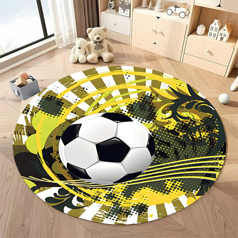 Free shipping! "Vibrant Soccer-Themed Round Carpet for Game Rooms" round carpet for home sofa bedroom, gift