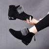 Round-headed mink hair women's short boots autumn and winter new flat-bottomed black sheepskin fur shoes women's shoes velvet leather boots