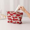 Vintage Canvas Make-up Tasche Roter Pilz Druck M/L Größe Aufbewahrungstasche Waschbar Tragbar Handtasche Hautpflegeprodukte Aufbewahrung