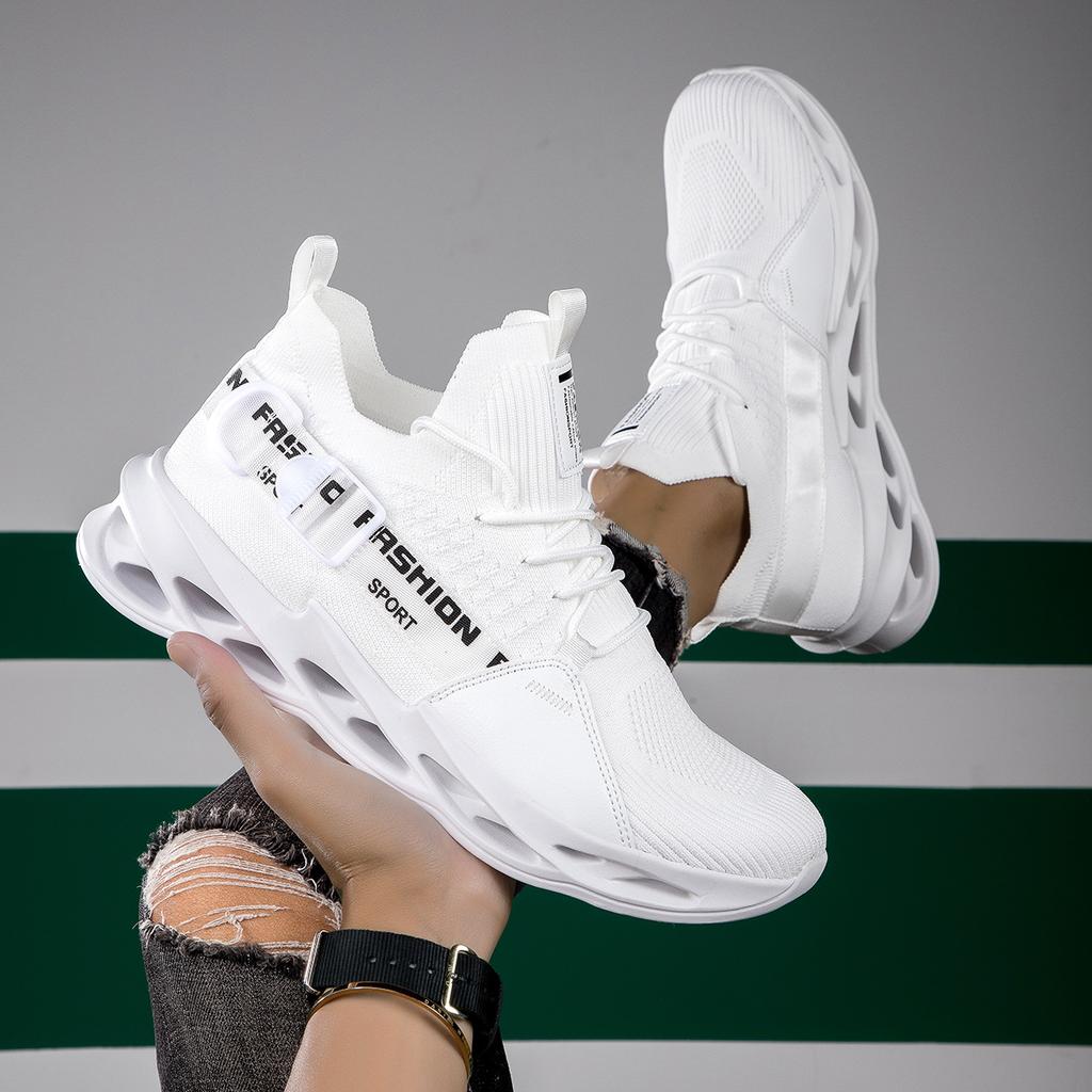 Herren Sportschuhe große Größe Sportstil Freizeitschuhe Fliegenstrick hohl Laufschuhe Herrenschuhe Herrenlauf atmungsaktiv und bequem