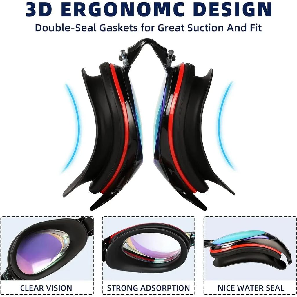 Adult Kids Swimming Glasses Myopia Goggles Glasses with DegreeReplacable Nose Frame and Anti-fog Spray