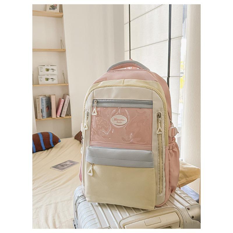 High value, fresh and sweet, contrasting color splicing backpack, casual and lightweight backpack for junior high school students