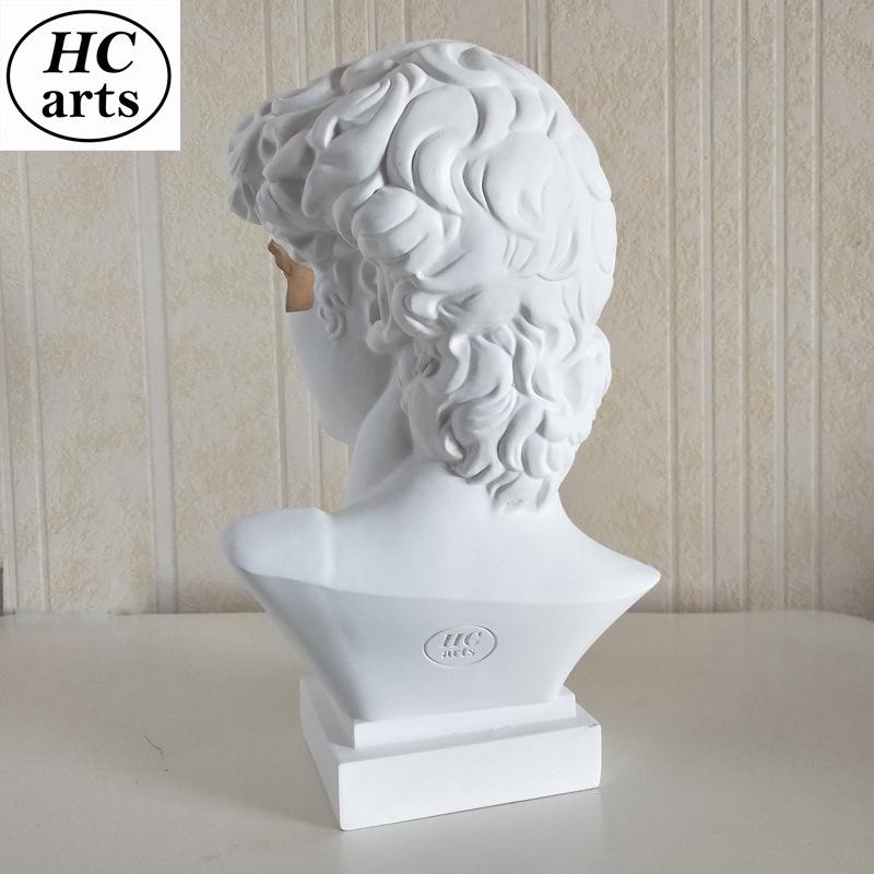 28cm Blindfolded David Resin Art Head, Plaster-Style European Desktop Sculpture Ornament