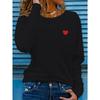 Pink Love Letter Lip Print T Shirt Crew Women's Autumn Winter Long Sleeved Black T-shirt Loose Comfortable