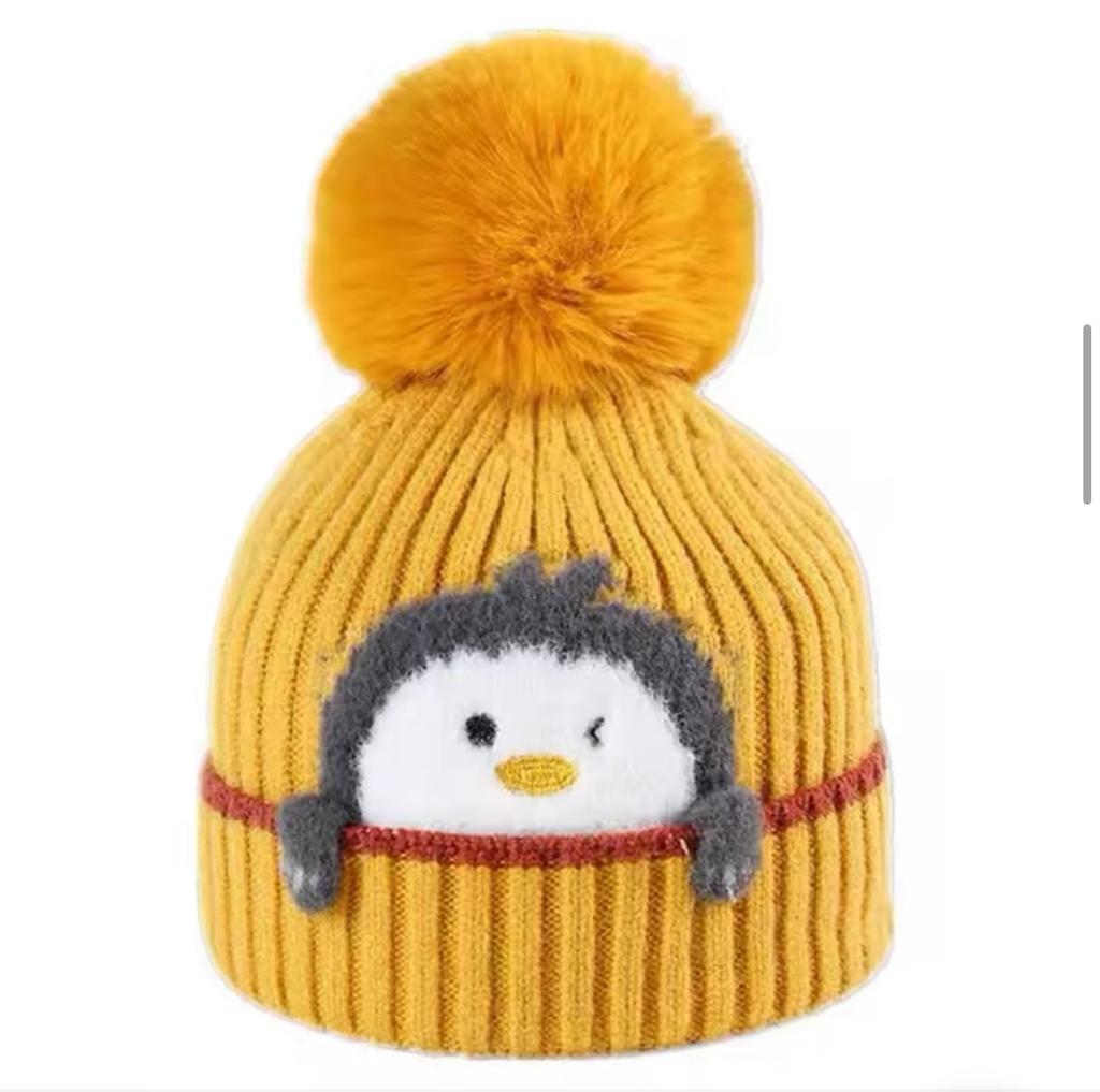 Baby Knit Neck Warmer with Winter Warm Penguin Design Number J.B.things Hat, Warmth, Scarf, Hat, (JP, Size, 50.0 Cm, Yellow)