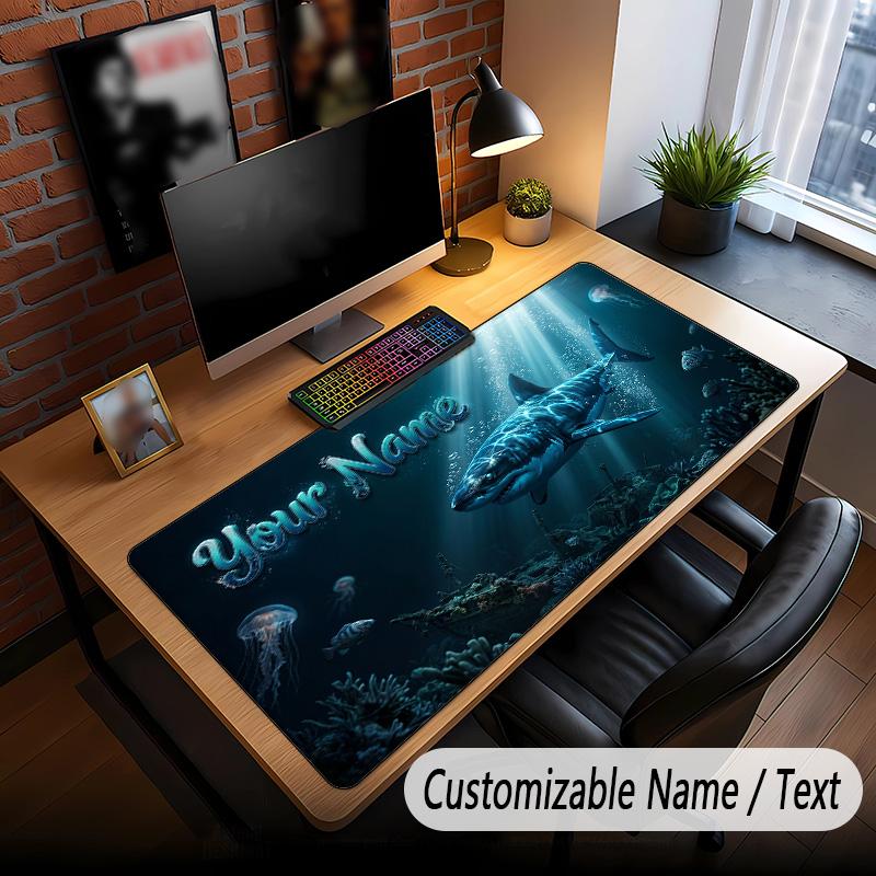 Fish Ocean Theme Custom Mouse Pad Personalized With Name Text Customized Desk Mat For Office Home Decor