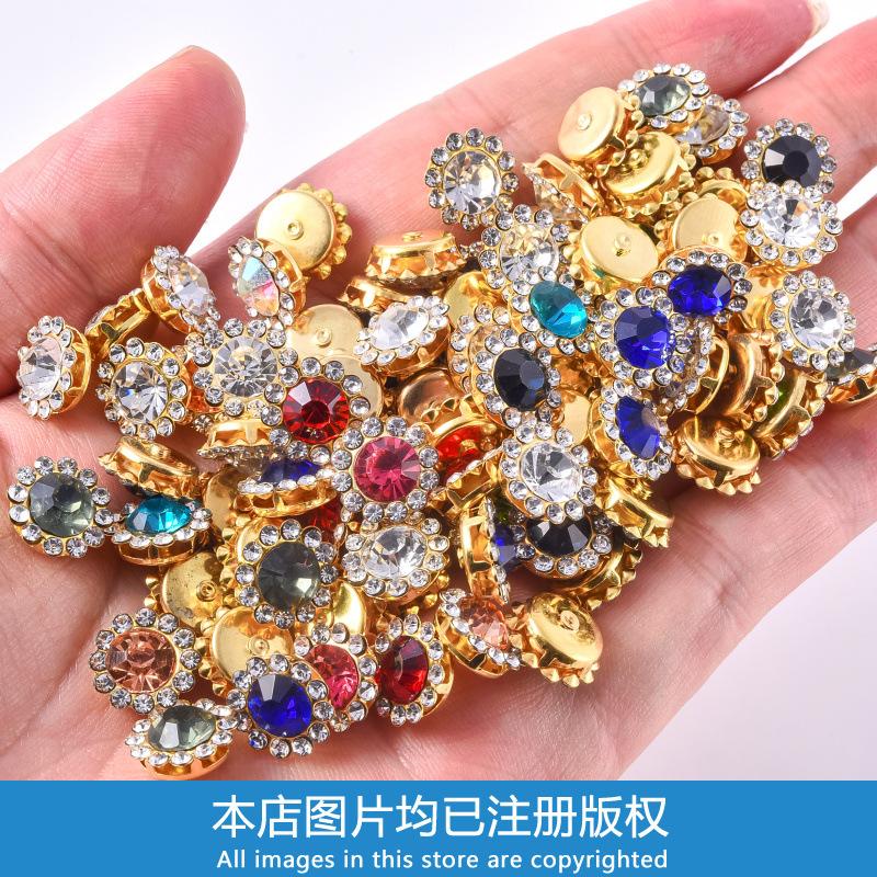 Sun Flower Claw Diamond, Glass Flower-Shaped Rhinestone Buckle Hand Seam Diamond, Round Flower Plate Grab Diamond Diy Jewelry Button Decoration