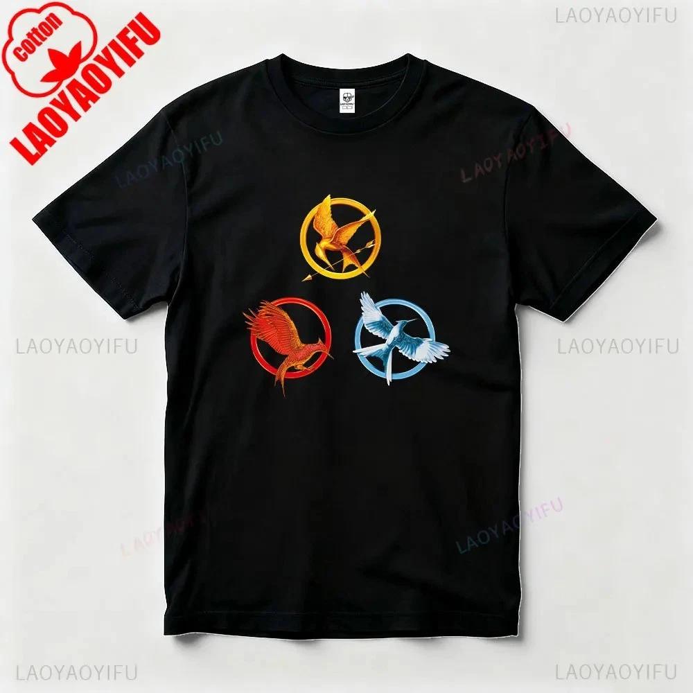 Mockingjay Hunger Games Cotton T-Shirt Katniss Everdeen Cotton Unisex Tops Tee 3XL