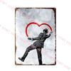 Banksy Graffiti Art Metal Tin Sign Poster Street Wall Painting Love Little Boy Poster Living Room Corridor Bar Home Decoration