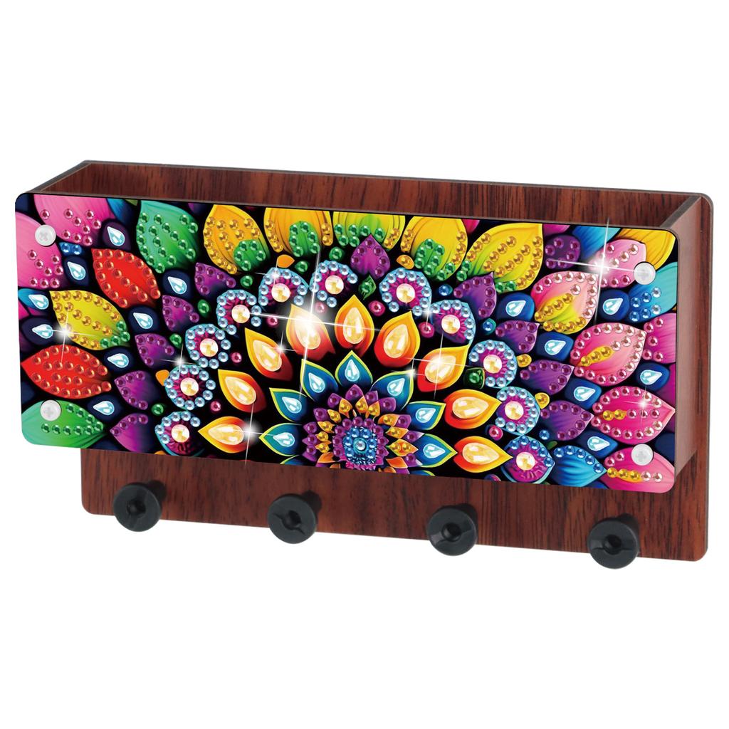 Wall Mounted DIY Diamond Art Handmade Wood Container Wooden Crystal Painting Storage Box for Living Room Home Office Decoration