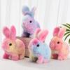 Electric Jumping Plush Rabbit Toy Hopping Ears Nose Moving Bunny Plushie Toddlers Boys Girls Interactive Simulation Stuffed Animal Toy with Sound