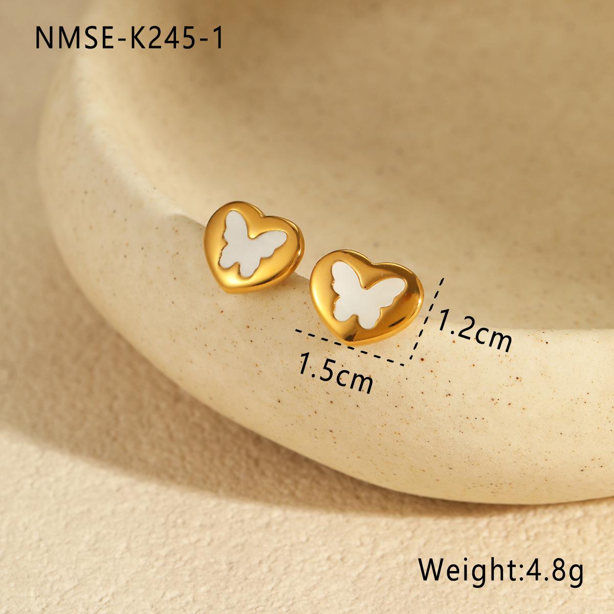 GEMCHIC Women s Minimalist Gold Heart Necklace and Earrings Set Stainless Steel Butterfly Studs Fashion Jewelry