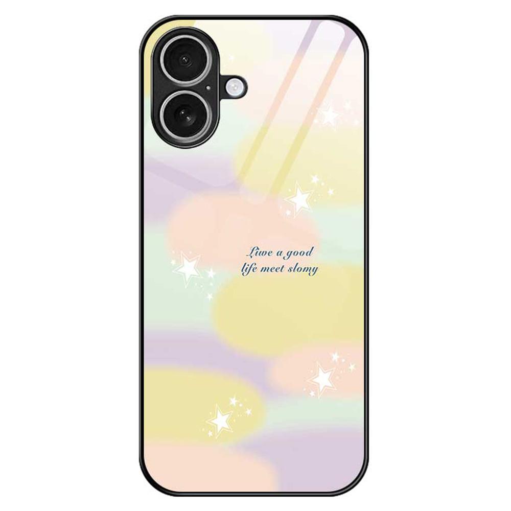 For iPhone 17 Case PC TPU Tempered Glass Pattern Printing Anti Drop Phone Back Cover