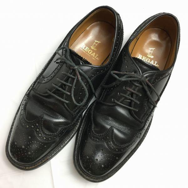 80s90s Vintage REGAL Heavy Sole Premium Model Wingtip Business Shoes Black Size 25.5 Men’s(USED)