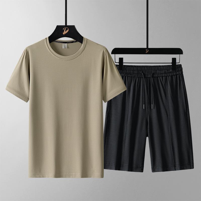 Pánska súprava Ležérna móda Pekné tričko Pánske Ležérne šortky Voľné Športové Dvojdielna súprava Krátky rukáv