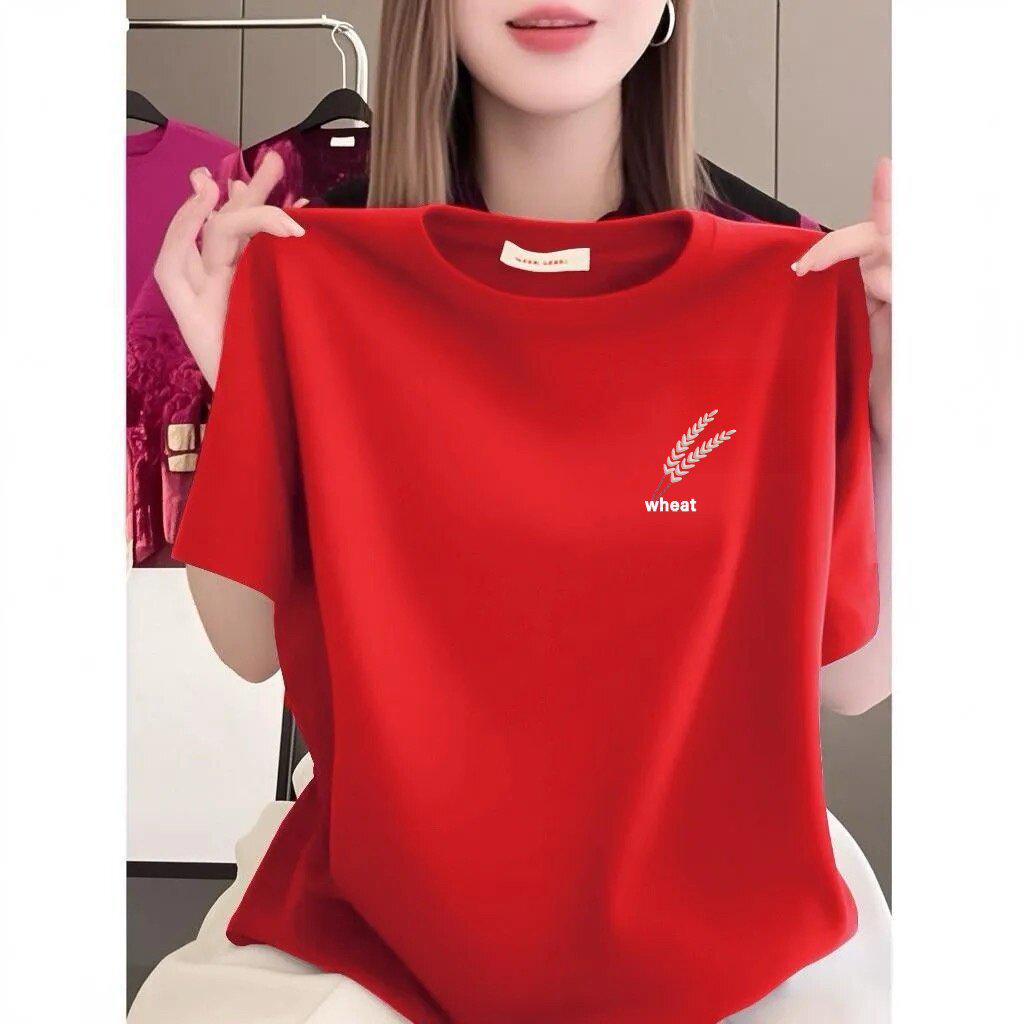 Korean Style Casual Women's Summer Slimming Print T-Shirt, Perfect for Middle-aged and Elderly