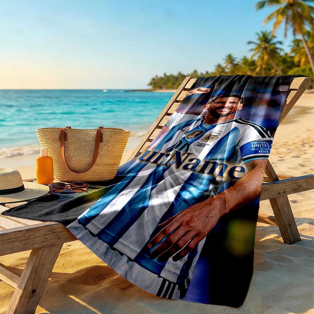 Messi Customize Text Beach Towel Super Soft & Absorbent Suitable for Sports Travel Swimming Yoga Bathroom Beach And Pool