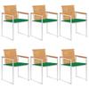 VidaXL Garden Chairs 6 Pcs with Cushions Solid Teak Wood