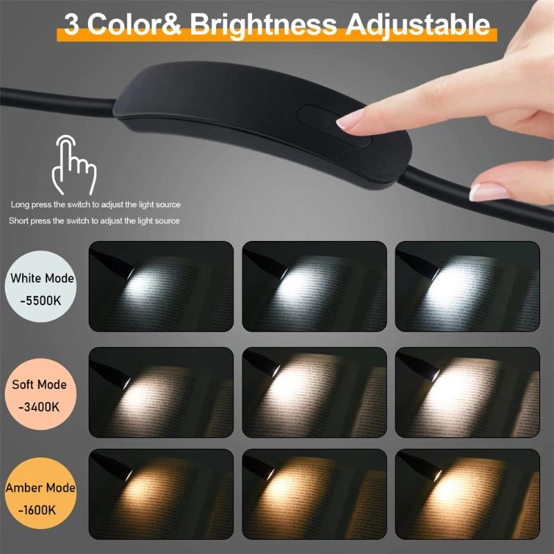 LED Reading Neck Light Book Lamp 360° Flexible Arm Reading Book Light Read Neck Lamp Study Reading Night Light