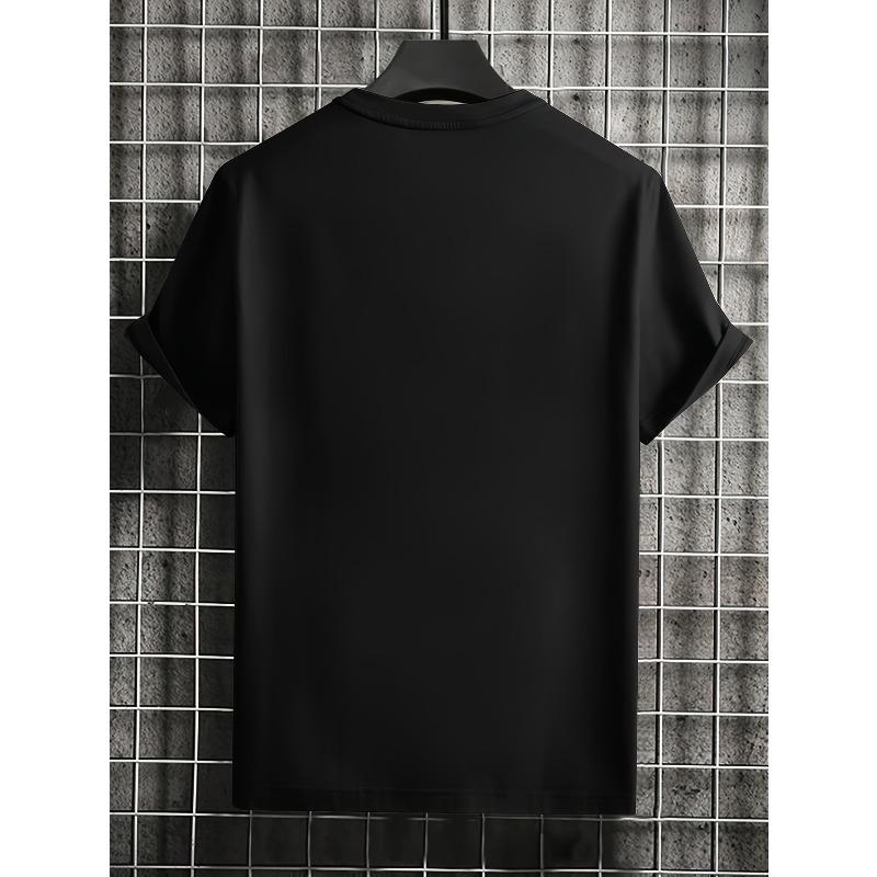 European Sizes Men'S Vintage Crown Print Short Sleeve Crew Neck Casual Sports T-Shirt - Polyester, Stretchy Knit Fabric,Summer Top with "K" Design