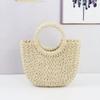 Large Capacity Straw Woven Handbag Half-Moon Shape Simple Shopping Bag  Female