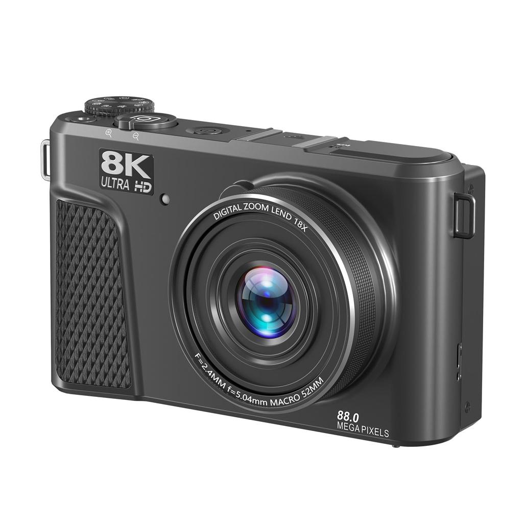 Digital Camera 8K 88MP 18x Zoom Autofocus WiFi Travel Camera with 3 Inch Flip Screen Multiple Filters Fill Light for