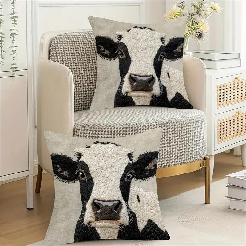 

Flat Printed Plush Cow Pillow Cover And Pillowcase One Size белый