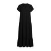 Women Casual Button V Neck Short Sleeve Maxi Dress with Ruffle Hem Relaxed Fit Lightweight Summer Dress