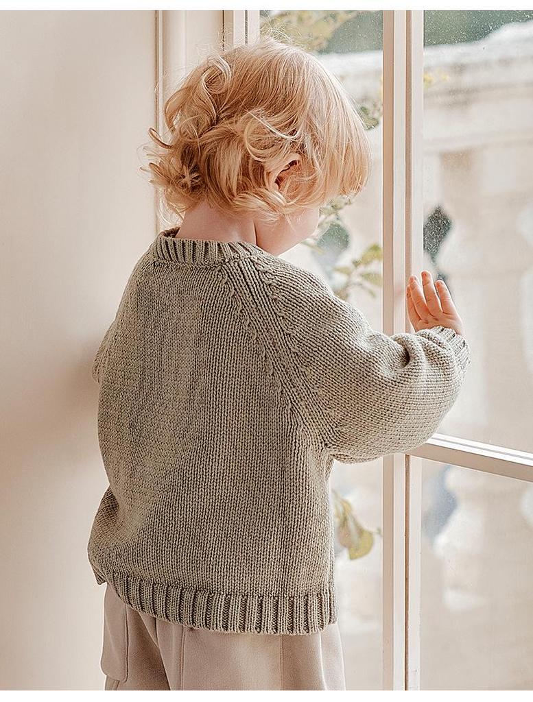 Xika Ti Boys' Wool Knit Cardigan - Stylish Children's Sweater for Autumn/Winter 2025