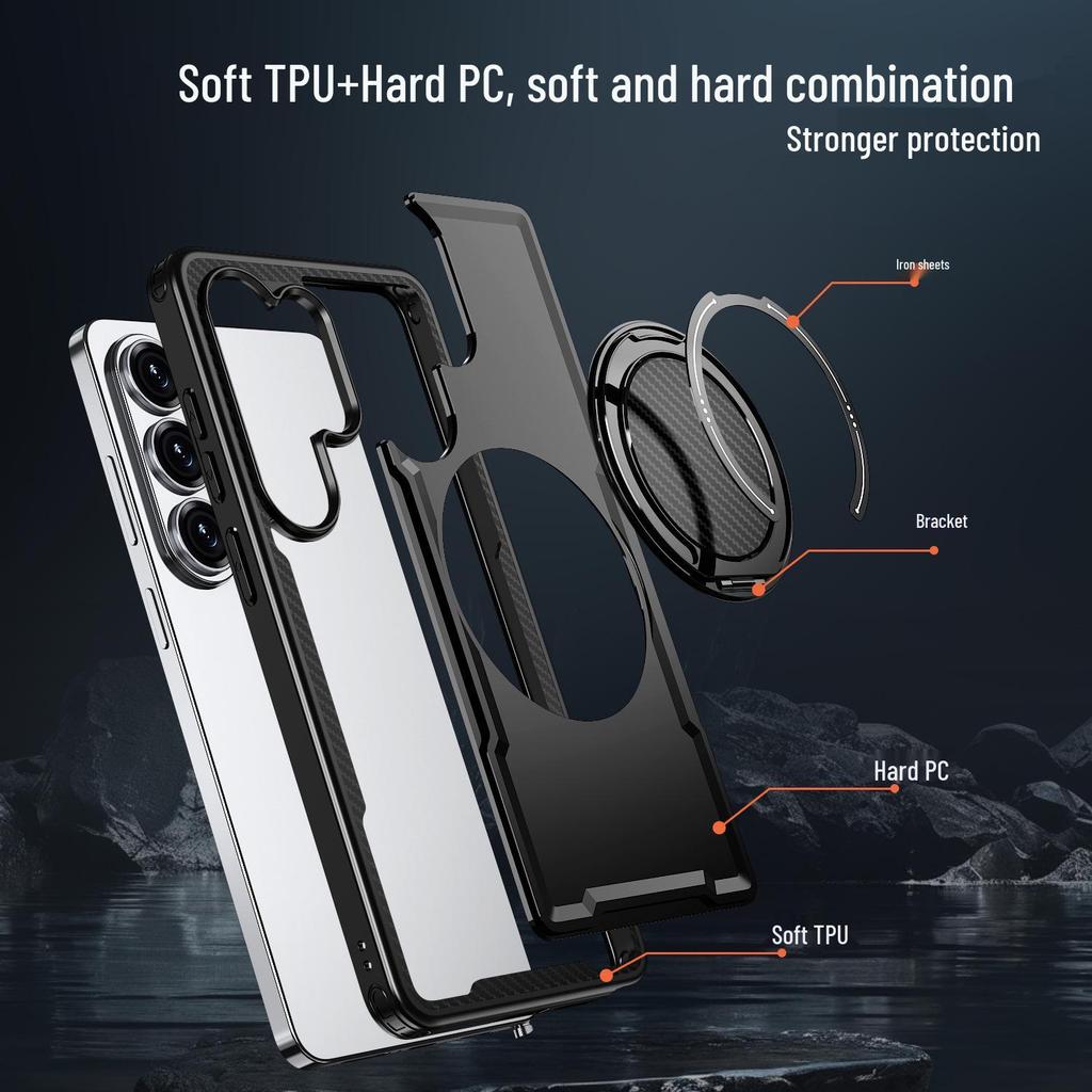 Samsung S26 Ultra Multifunctional Phone Case with Rotating Ring & Magnetic Stand - S25 Protective Cover