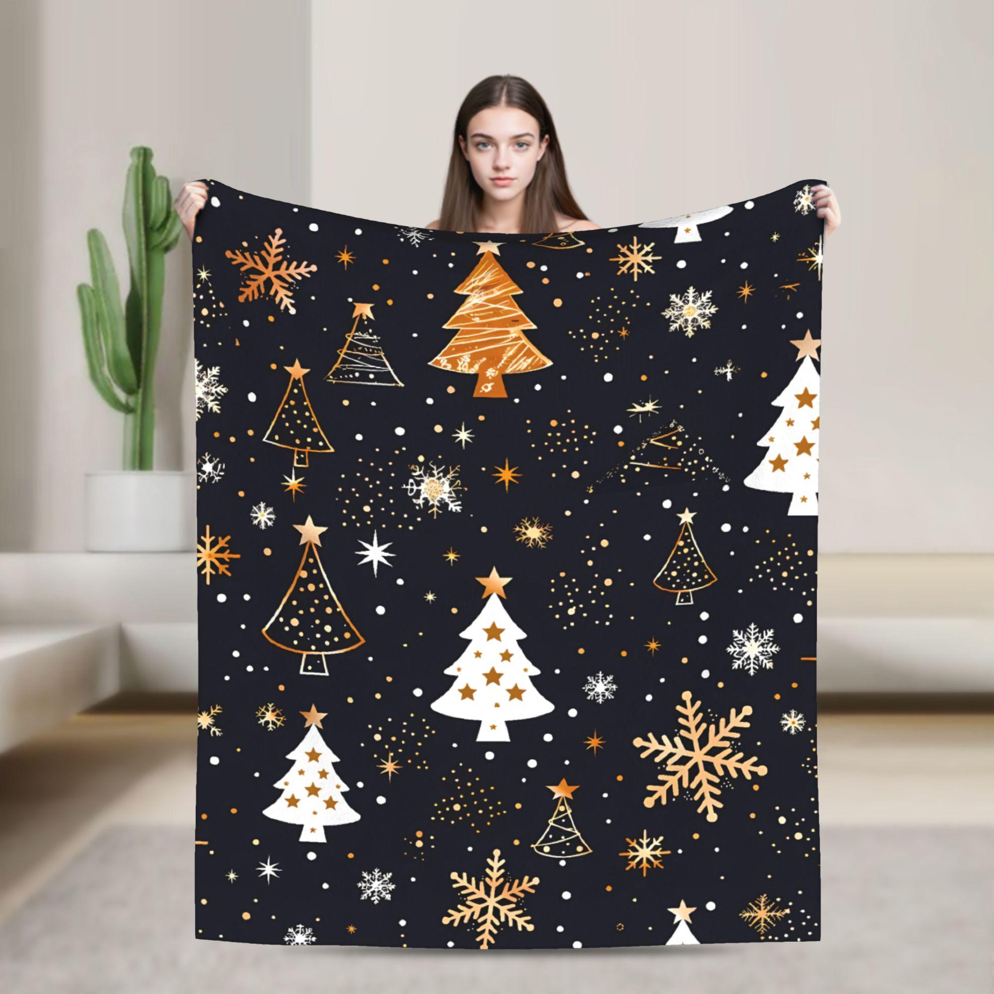 

New Year Plaid & Pattern Blankets Super Warm Funny Plush Throw Blanket For Child Couch Bed Flannel Bedspread Bed Cover 75cmx90cm чёрный