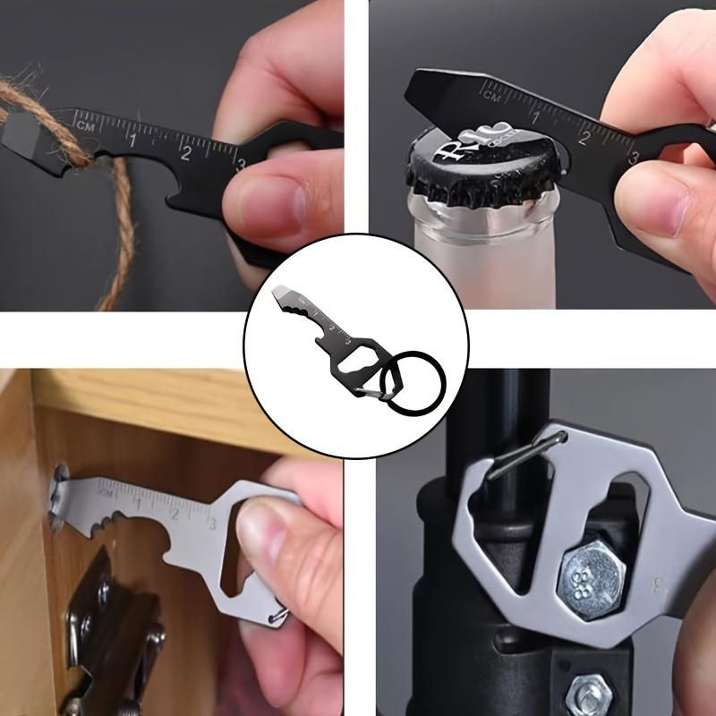 Keychain Bottle Opener Multi Tool, 6-in-1Keychain Pocket Tool for Bottle Opener, Screwdriver, Ruler, Wrench, Bit Driver