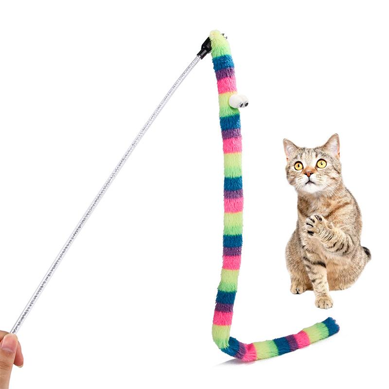 Colorful Feather Cat Teaser Wand - Interactive Funny Caterpillar Toy for Cats - Engaging Pet Accessory for Playtime Fun