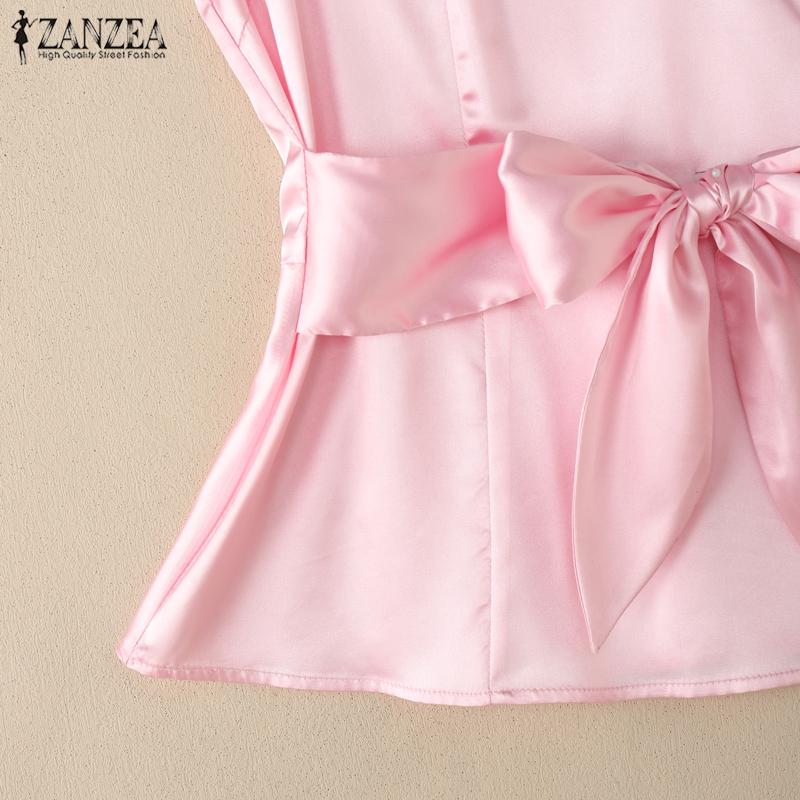 ZANZEA Women Summer V-neck Casual Sleeveless Satin Tank Tops