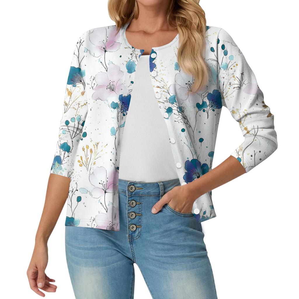 Women's Fashionable, Casual, Comfortable Floral Cardigan Jacket
