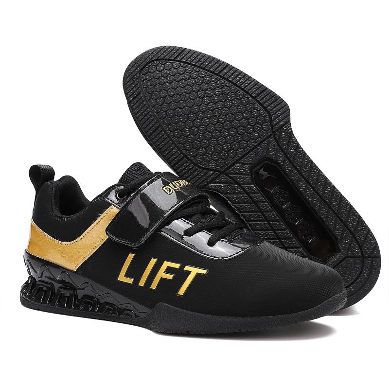 Men Weightlifting Shoes for Heavy Lifts Squats Powerlifting Durable Lifting Sneakers Big Size Black White