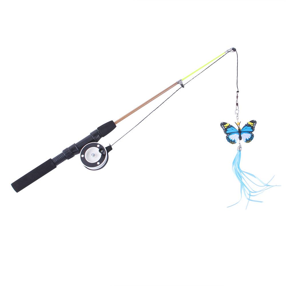 1PC Retractable Cat Feather Teaser Wand Stick Toys Interactive Cat Fishing Rod for Indoor Play Kitten Teaser Supplies