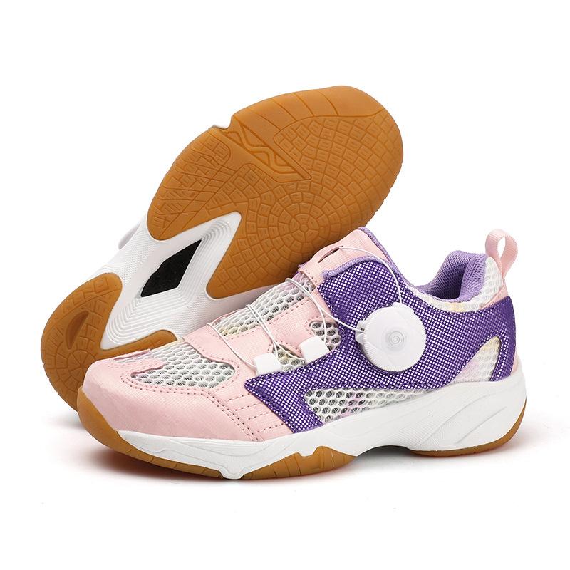 Summer single net children's badminton shoes rotating buckle breathable wear-resistant training shoes boys and girls lace-up sports shoes